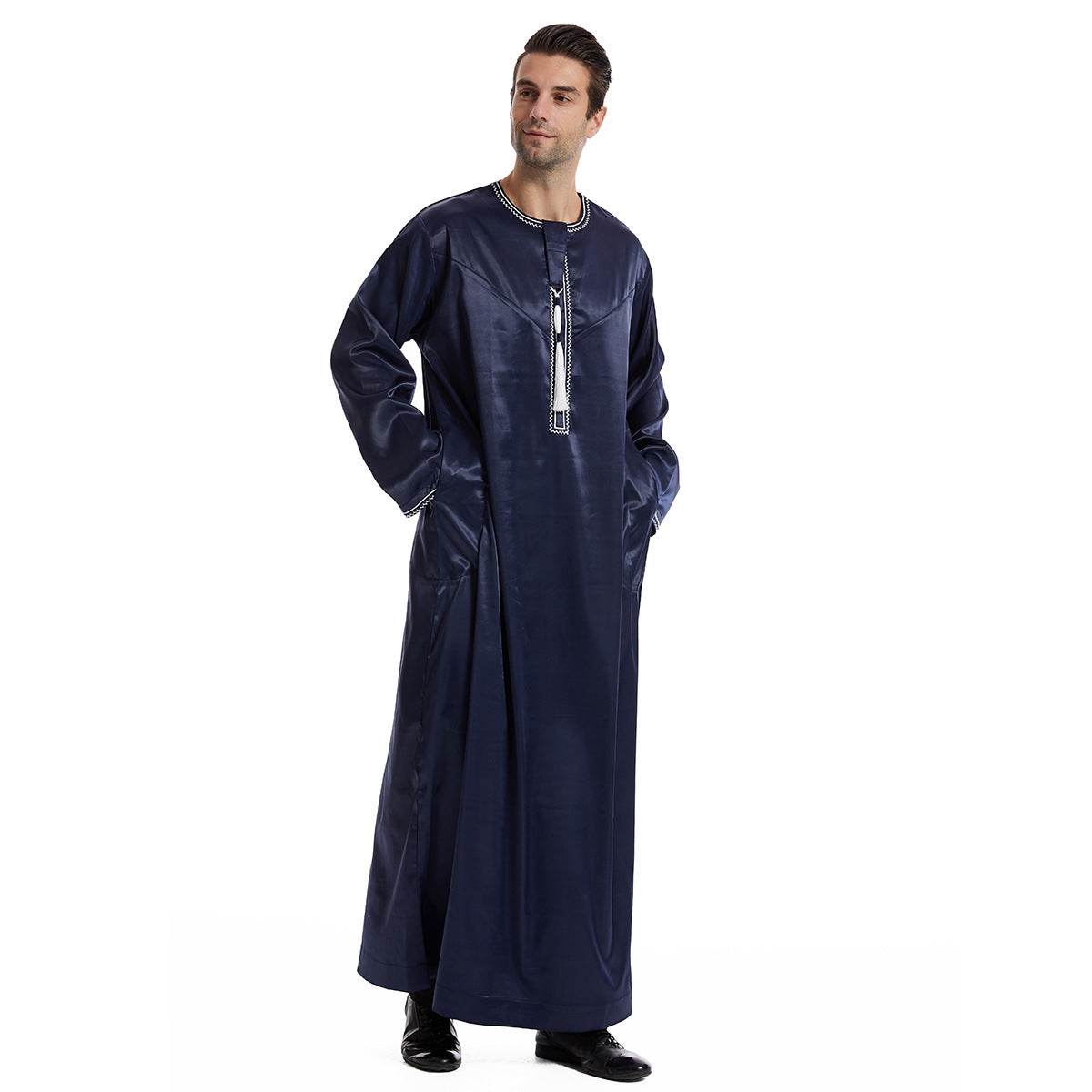 Ethnic Stitching Contrast Color Men's Robe - Trendy Stylish Comfort - Buy Center