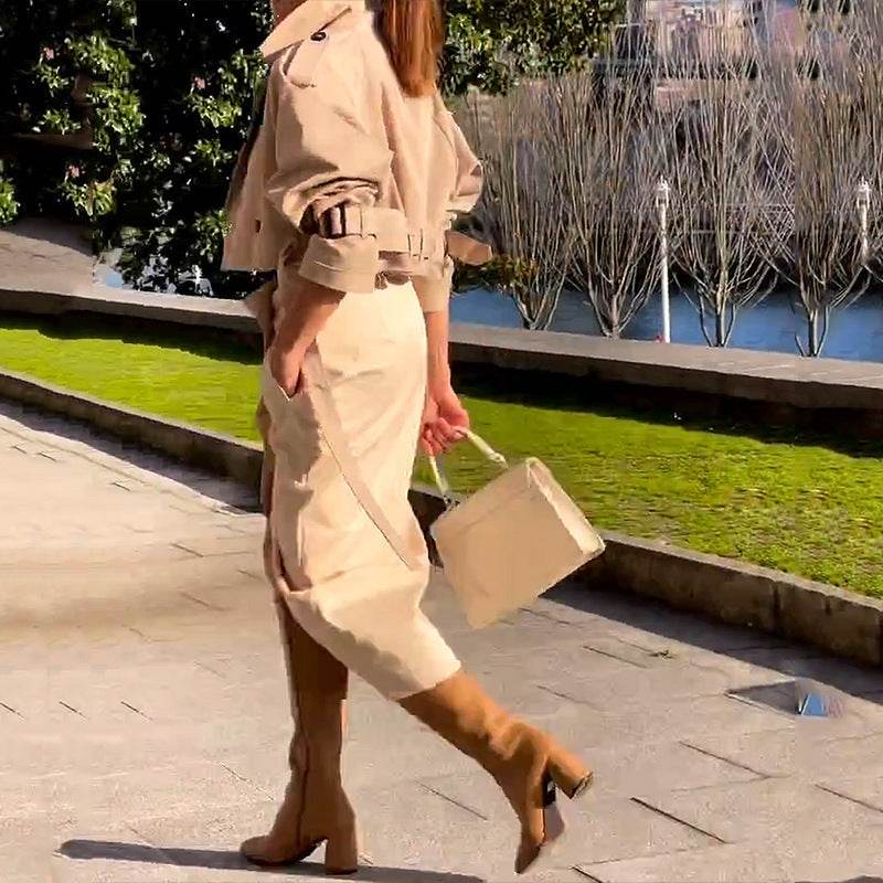 Buycenter Elegant Button Belt Suit Skirt - Stylish European Workwear Jumpsuit - Buy Center