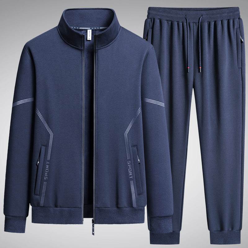 Men's Fleece-Lined Leisure Sports Suit - Stylish Two-Piece Set for All Seasons - Buy Center
