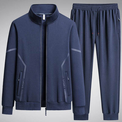 Men's Fleece-Lined Leisure Sports Suit - Stylish Two-Piece Set for All Seasons - Buy Center