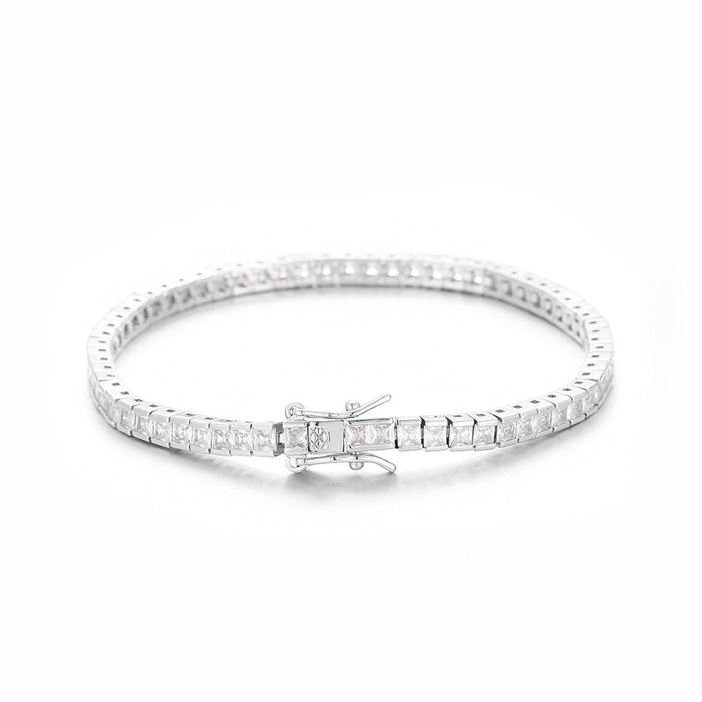 Buycenter Copper Tennis Bracelet - Inlaid Zircon, Hip Hop Style, Multiple Sizes - Buy Center