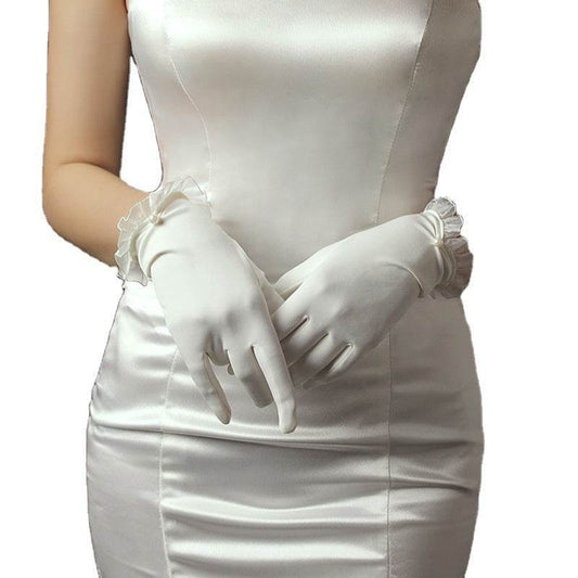 Elegant Short Tulle Bridal Gloves - Perfect Wedding Accessory for Brides - Buy Center