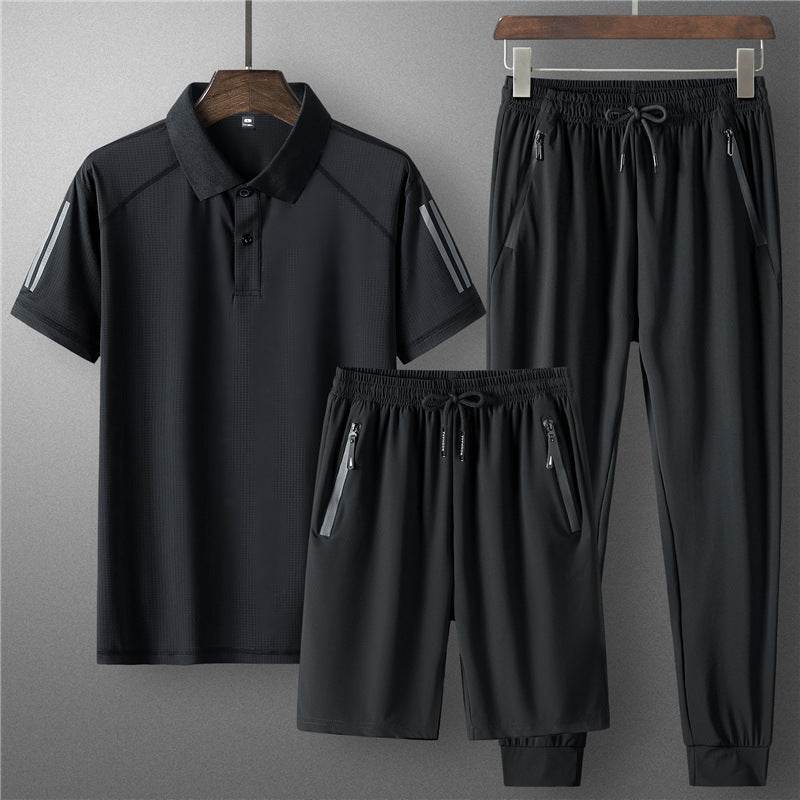 Men's Summer Ice Silk Casual Suit - Comfortable and Breathable Loungewear - Buy Center