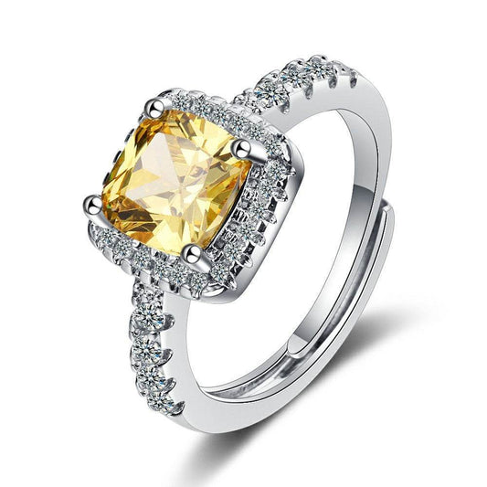 Adjustable Square Zirconium Diamond Ring - Stylish Copper Geometry 2025 - Buy Center