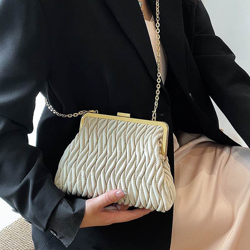 Buycenter Pleated Handbag - Chain Lock Design for Evening Outfits - Buy Center
