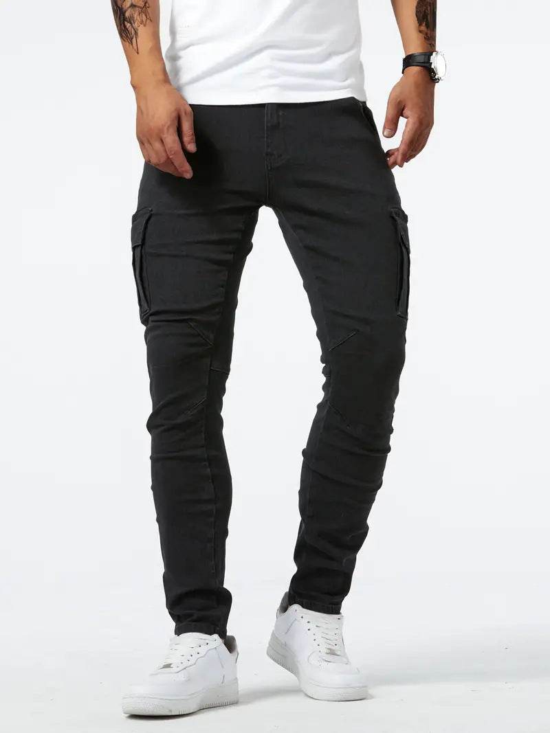 Men's Casual Multi-Bag Labor Protection Pants - Lightweight Cotton Denim - Buy Center