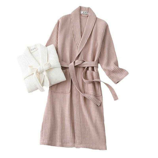 Pure Cotton Bathrobe - Long Waffle Nightgown for Men & Women 2025