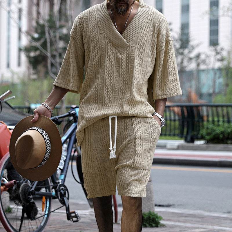 Buycenter Men's Casual Loose Knitwear Shorts Suit - Stylish & Comfortable - Buy Center