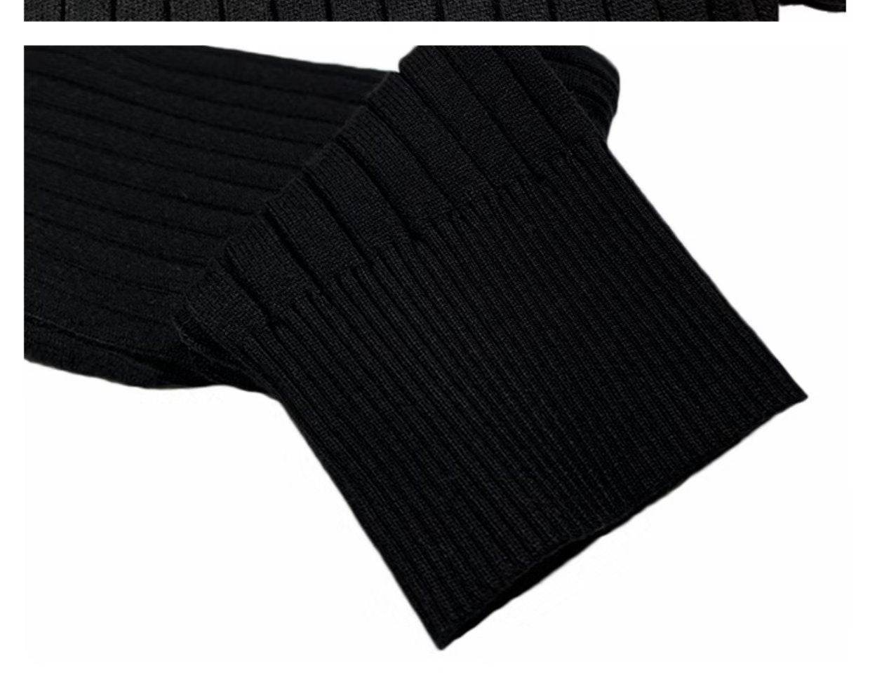 Buycenter Men's Long Sleeve Knitted Polo Shirt - Loose Fit Pullover - Buy Center