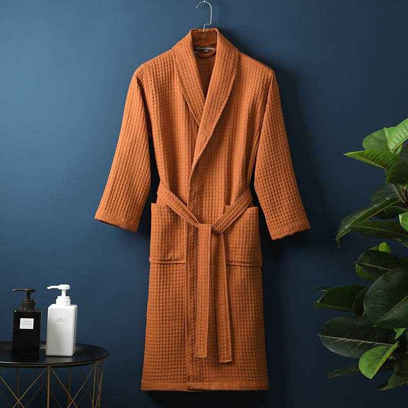 Pure Cotton Bathrobe - Long Waffle Nightgown for Men & Women 2025