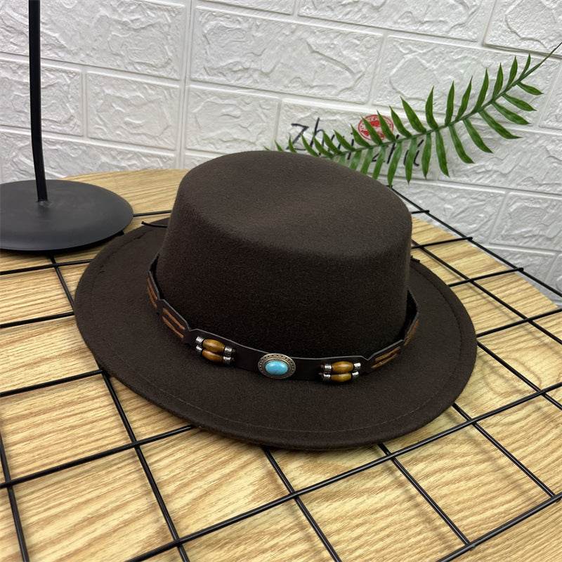 British Retro Woolen Wide Brim Hat - Stylish Fedora for All Ages - Buy Center