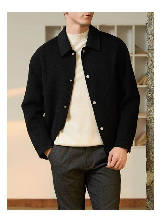 Men's Woolen Coat - Stylish Double-Faced Jacket for Autumn & Winter - Buy Center