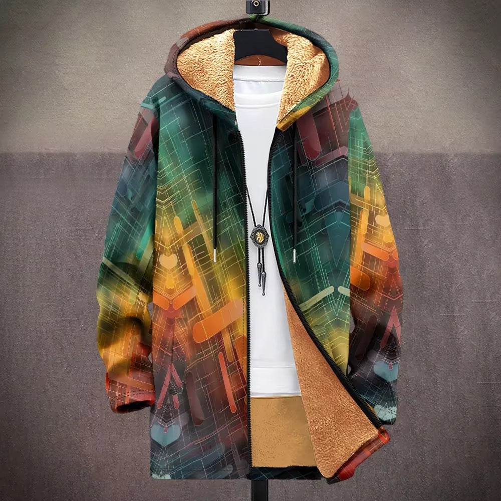 Stylish Digital Printed Men's Trench Coat - Trendy Mid-Length Cardigan - Buy Center