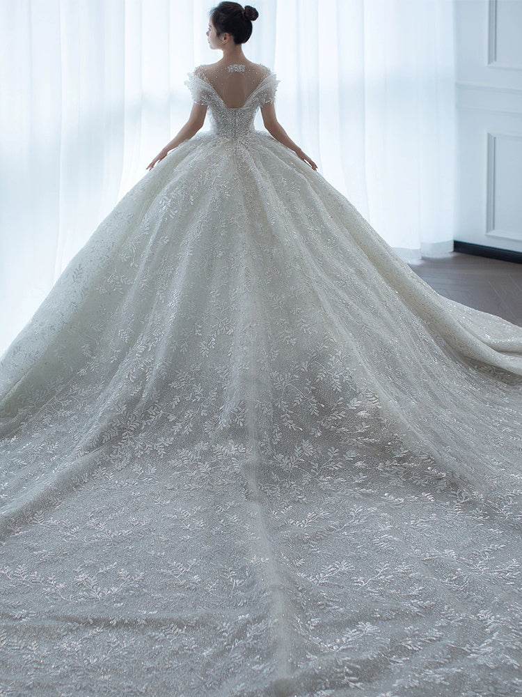 Off-Shoulder French Wedding Dress - Elegant Lace Cocktail Gown for Brides - Buy Center