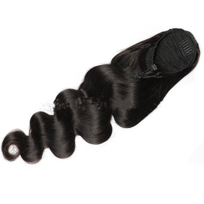 Natural Black Drawstring Ponytail Wig - Stylish Versatile Human Hair - Buy Center