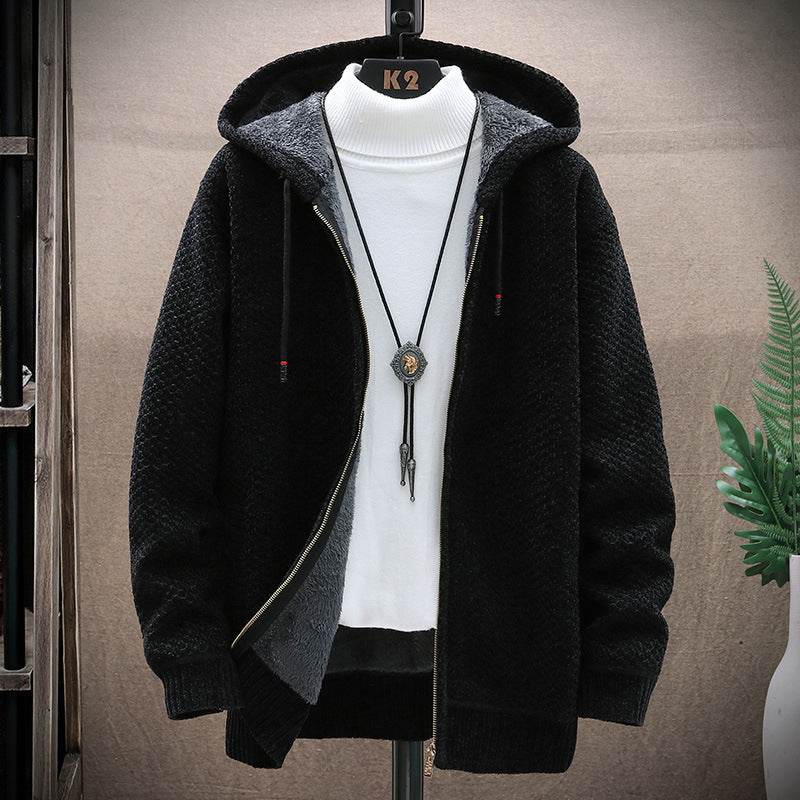 Men's Hooded Zipper Sweater - Slim Fit Cotton Trench Coat for Winter - Buy Center