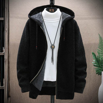 Men's Hooded Zipper Sweater - Slim Fit Cotton Trench Coat for Winter - Buy Center