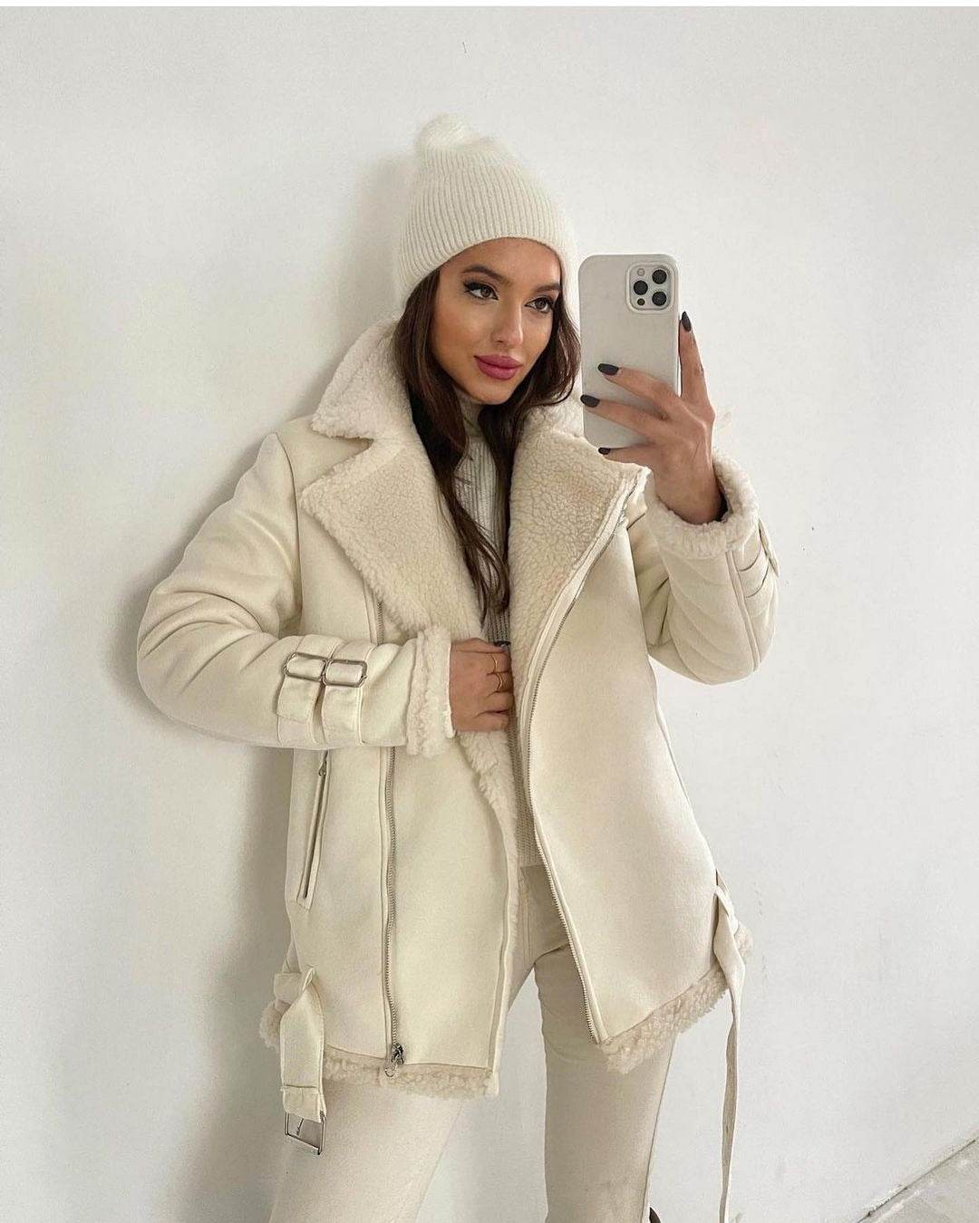 Stylish Women's Suede Zipper Cardigan - Trendy Long Sleeve Solid Coat - Buy Center