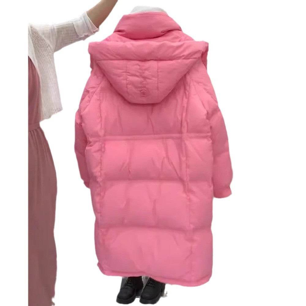 Women's Thickened Hooded Jacket - Stylish Cotton-Padded Mid-Length Pink - Buy Center