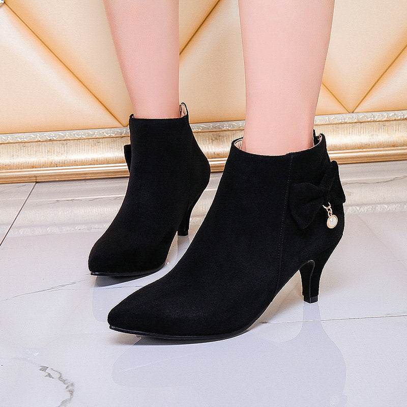Buycenter Women's Pointed Toe Stiletto Martin Boots - Stylish Autumn Trend - Buy Center