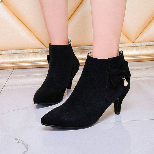 Buycenter Women's Pointed Toe Stiletto Martin Boots - Stylish Autumn Trend - Buy Center