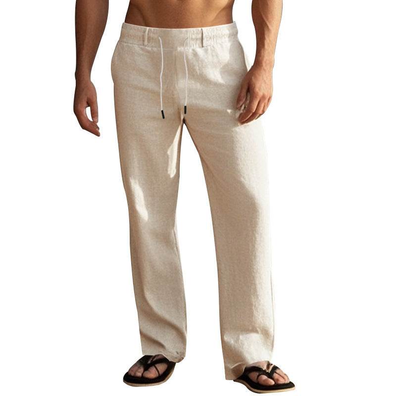 Men's Casual Drawstring Trousers - Premium Cotton Linen Sweatpants - Buy Center
