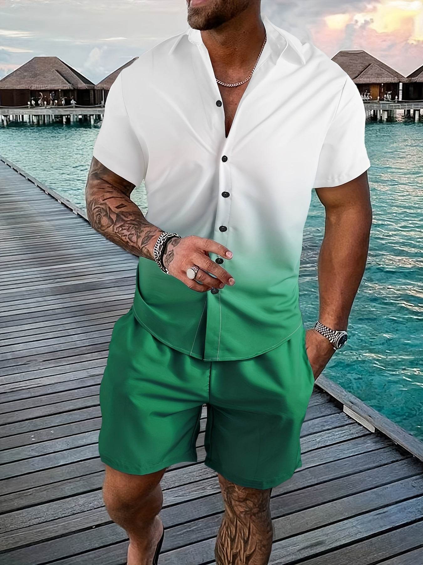 Coconut Tree 3D Printed Suit - Men’s Trendy Summer Casual Outfit - Buy Center