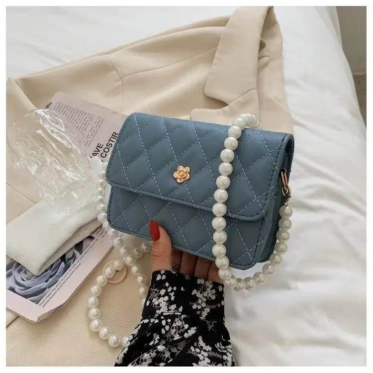 Diamond Grid Pearl Chain Crossbody Bag - Stylish Women's Handbag 2025 - Buy Center