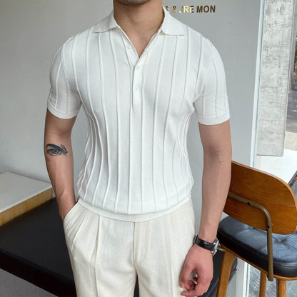 Slim Fit Short Sleeve Polo Shirt - Stylish Stripes for Youth Men - Buy Center
