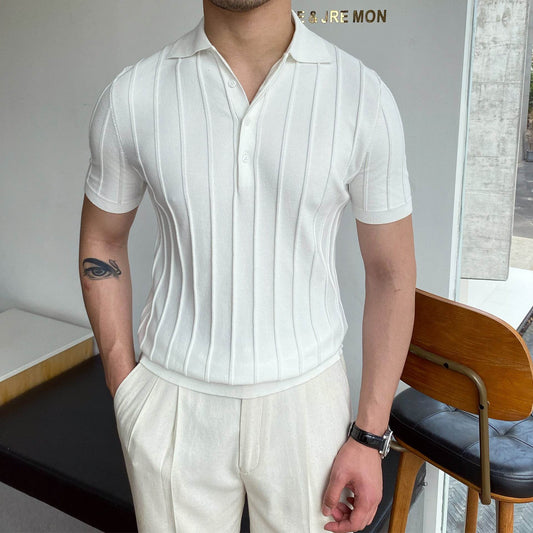 Slim Fit Short Sleeve Polo Shirt - Stylish Stripes for Youth Men - Buy Center