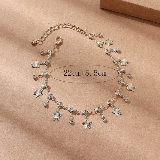 Butterfly Tassel Anklet & Colorful Oil Necklace - Bohemian Gold Accessories - Buy Center