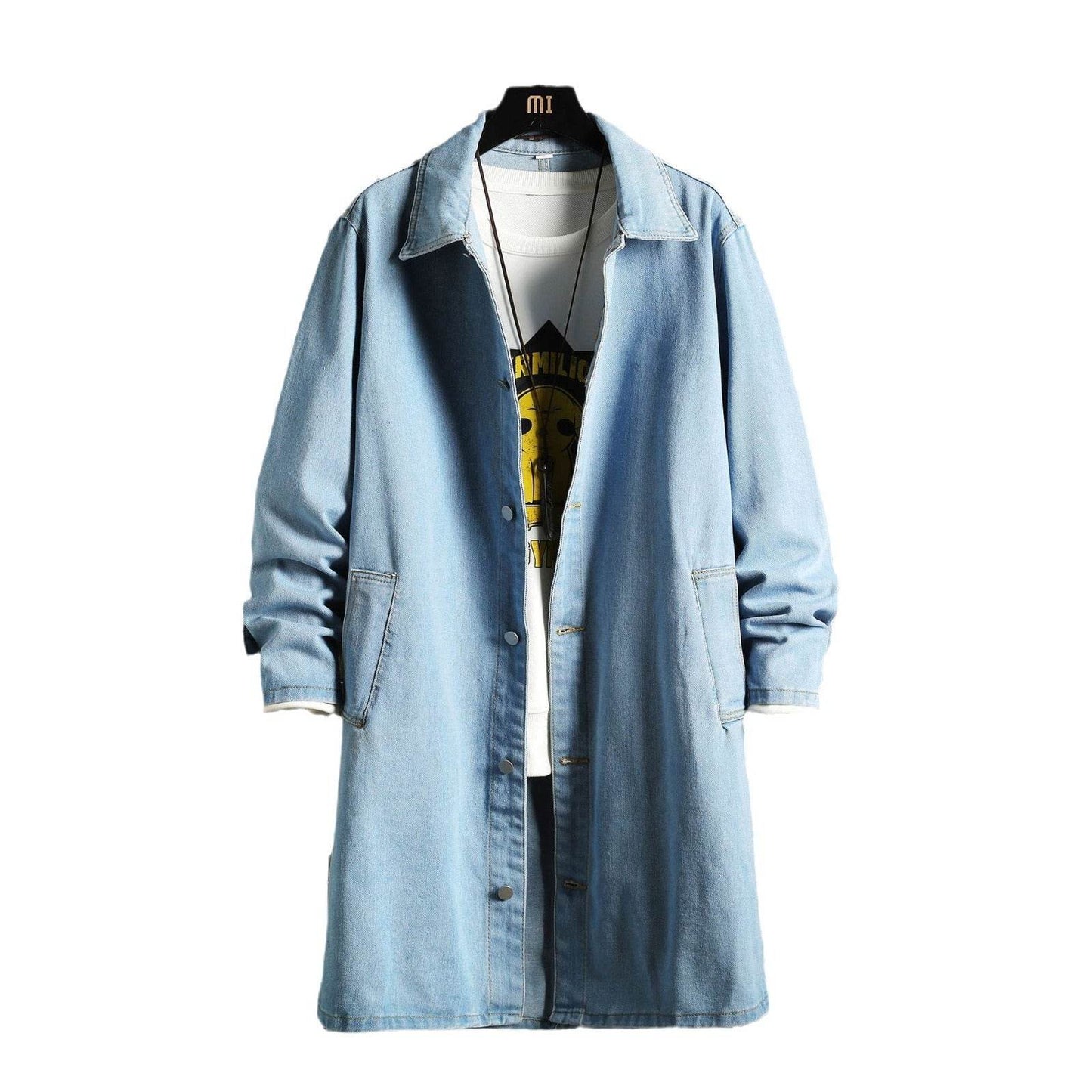Men's Denim Trench Coat - Stylish Casual Mid-Length for All Occasions - Buy Center