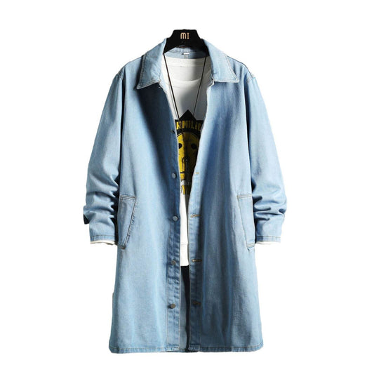 Men's Denim Trench Coat - Stylish Casual Mid-Length for All Occasions - Buy Center