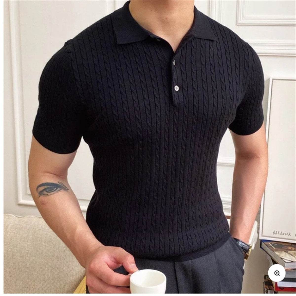 Buycenter Men's Four-Way Stretch Polo Shirt - Casual Short Sleeve Fit - Buy Center