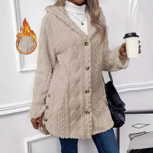 Buycenter Hooded Cardigan Jacket - Long Sleeve, Button Style, Winter Coat - Buy Center