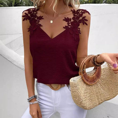 Elegant V-Neck Sling Top - Solid Color Ladies' Fashion for Modern Women - Buy Center