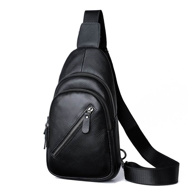 Men's Leather Chest Bag - Casual Crossbody with Large Capacity & Style - Buy Center