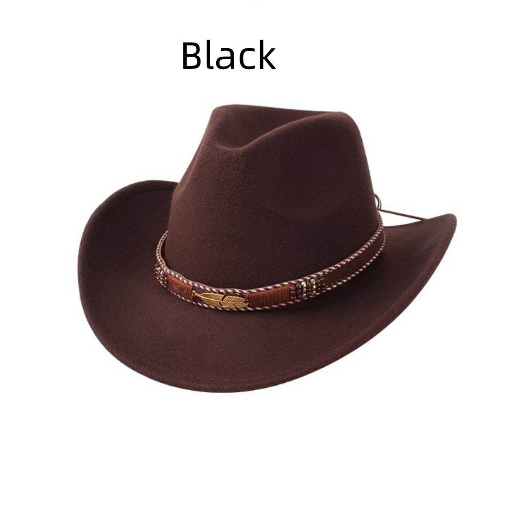 European & American Woolen Cowboy Hat - Stylish Adjustable Fit for All - Buy Center