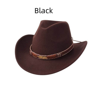 European & American Woolen Cowboy Hat - Stylish Adjustable Fit for All - Buy Center