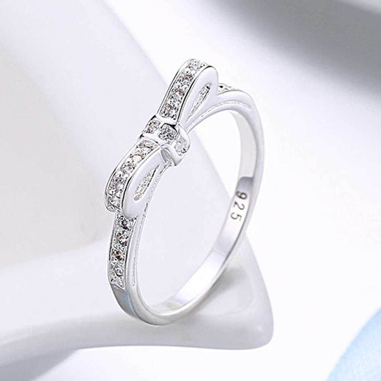 Buy Center 925 Sterling Silver Bowknot Crystal Ring - Stylish for Women - Buy Center