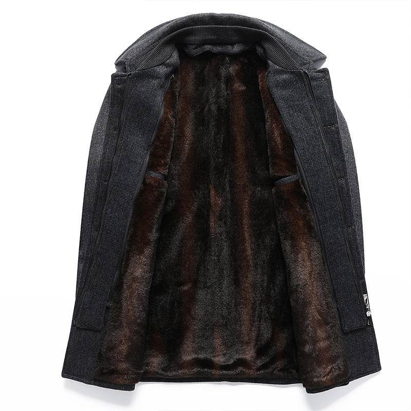 Men's Woolen Coat - Mid-Length Plaid with Detachable Collar, Warm & Stylish - Buy Center