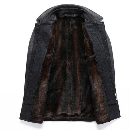 Men's Woolen Coat - Mid-Length Plaid with Detachable Collar, Warm & Stylish - Buy Center