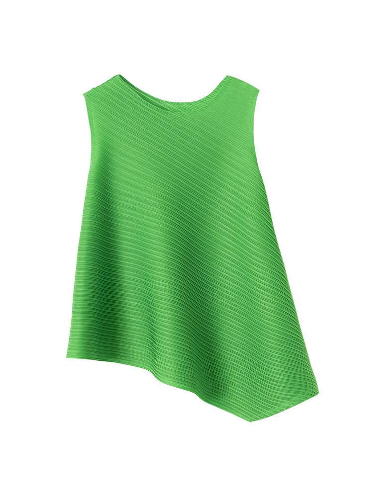 Pleated Women's Slimming T-Shirt - Stylish Sleeveless Fit in Various Colors - Buy Center