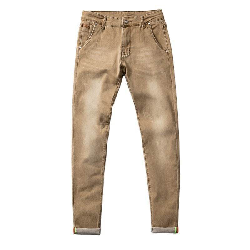 Buycenter Men's Skinny Trousers - Comfortable Mid Waist Denim Pants - Buy Center
