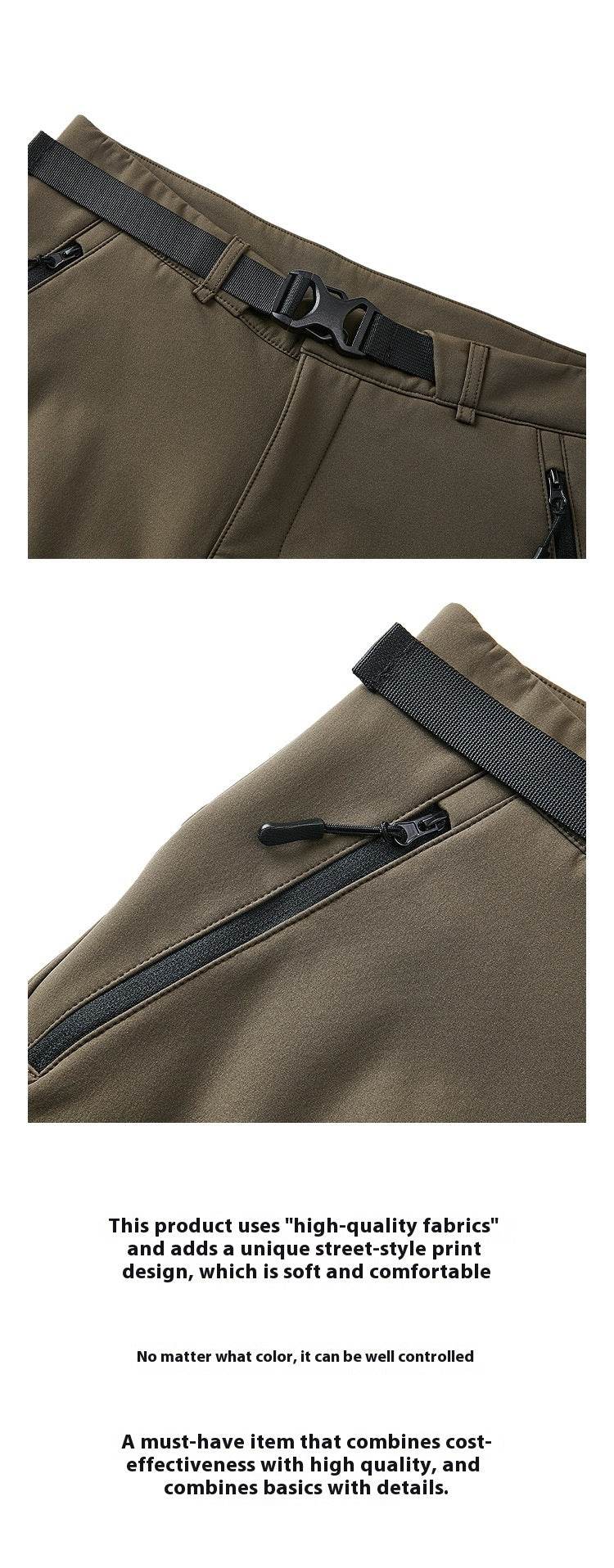 Fleece-Lined Casual Trousers - Mid Waist, Loose Fit for Winter Comfort - Buy Center