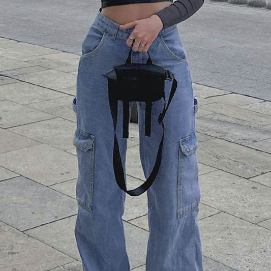 Women's Straight Jeans - Stylish All-Matching Cotton Pants in Blue - Buy Center