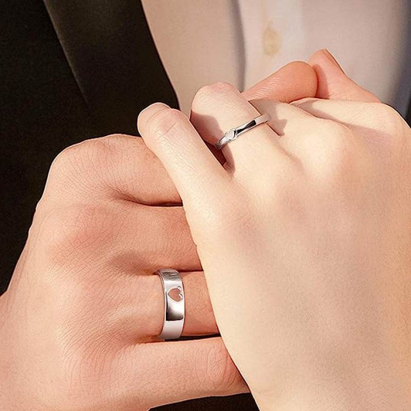 Women's Adjustable Silver Heart Shape Ring - Trendy & Elegant Design - Buy Center