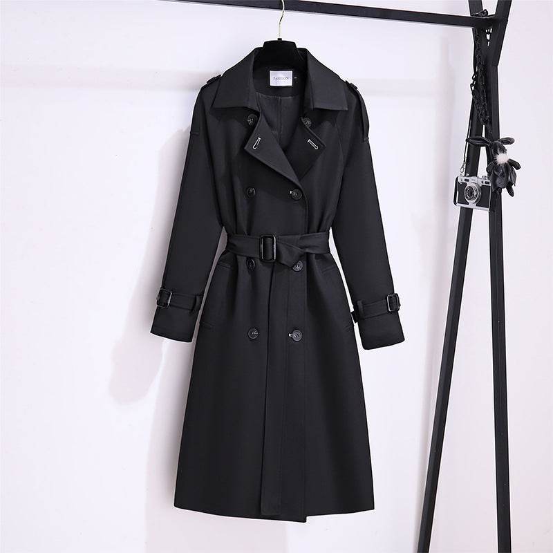 Elegant Mid-Length Trench Coat for Women - Khaki & Black Options 2025 - Buy Center