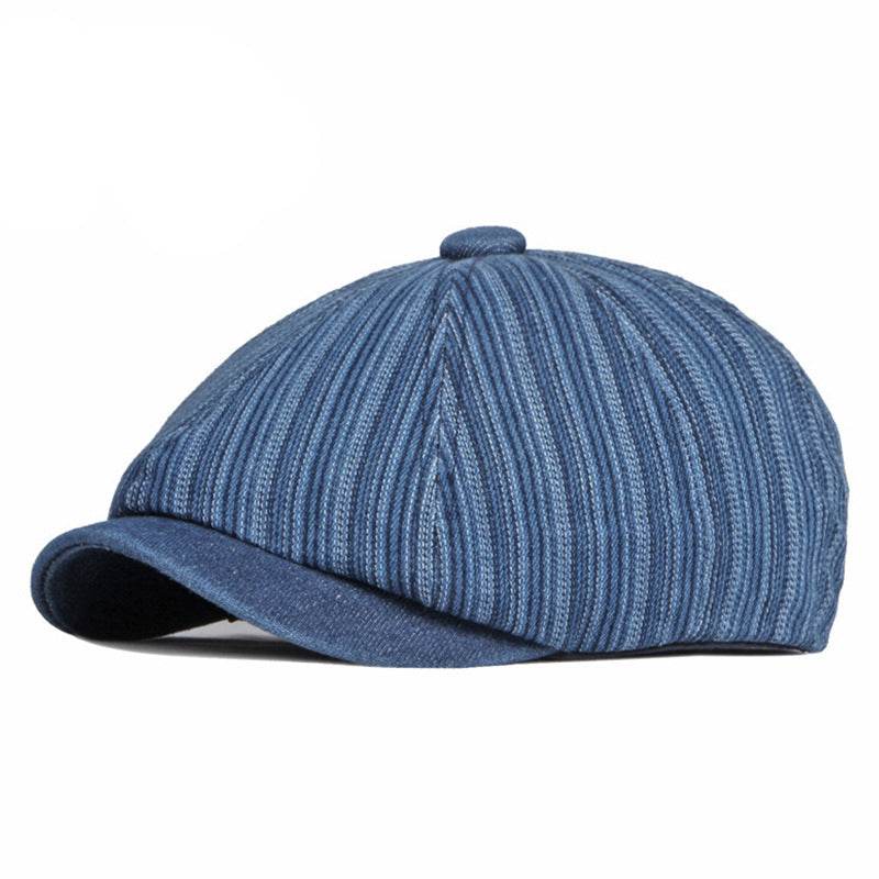 Spring & Autumn Washed Denim Beret - Stylish Octagonal Design for All Seasons - Buy Center