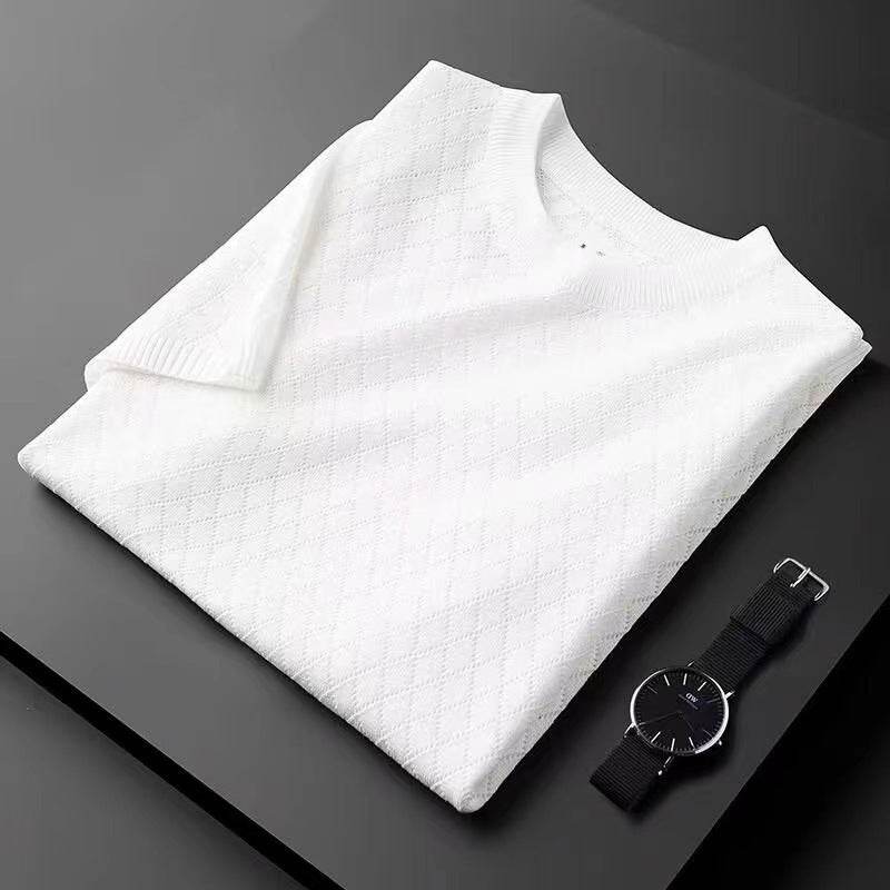 Buycenter Men's Ice Silk Summer Sweater - Thin Cut-out Top for Adults - Buy Center